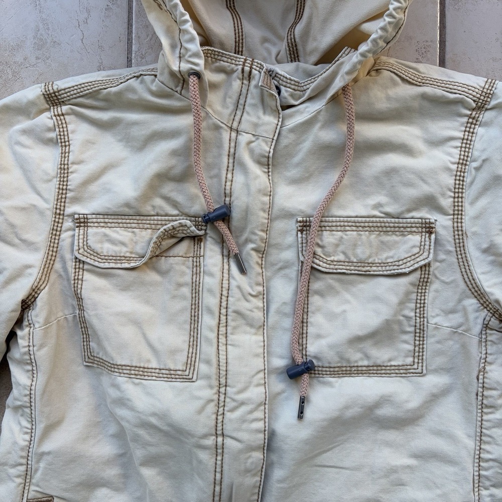 Carhartt Jacket Womens Medium Khaki Fargo Canvas Quilt Lined Work Coat Faded - Picture 4 of 15